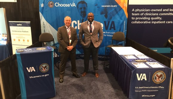 VA recruiters stand at a booth at one of the national events we attend.