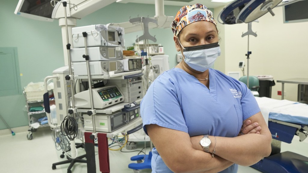 A VA anesthesiologist in a surgical suite.