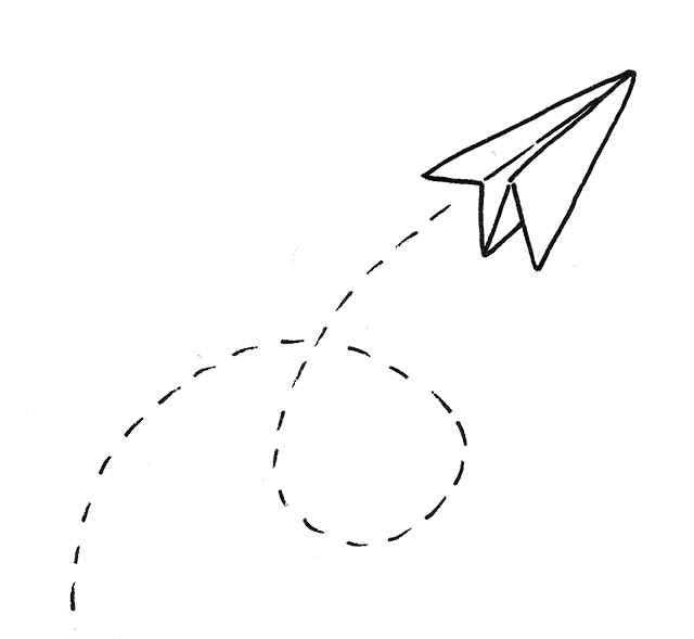 Illustration of paper plane flying